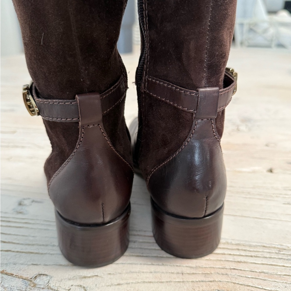 Etienne Aigner Brown Knee-High suede and leather Women's Boots size 6 New - Picture 10 of 14